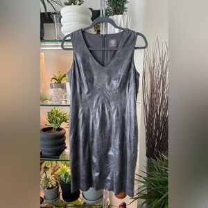 Vince Camuto Graphite Sleeveless Midi Dress- Vegan Leather